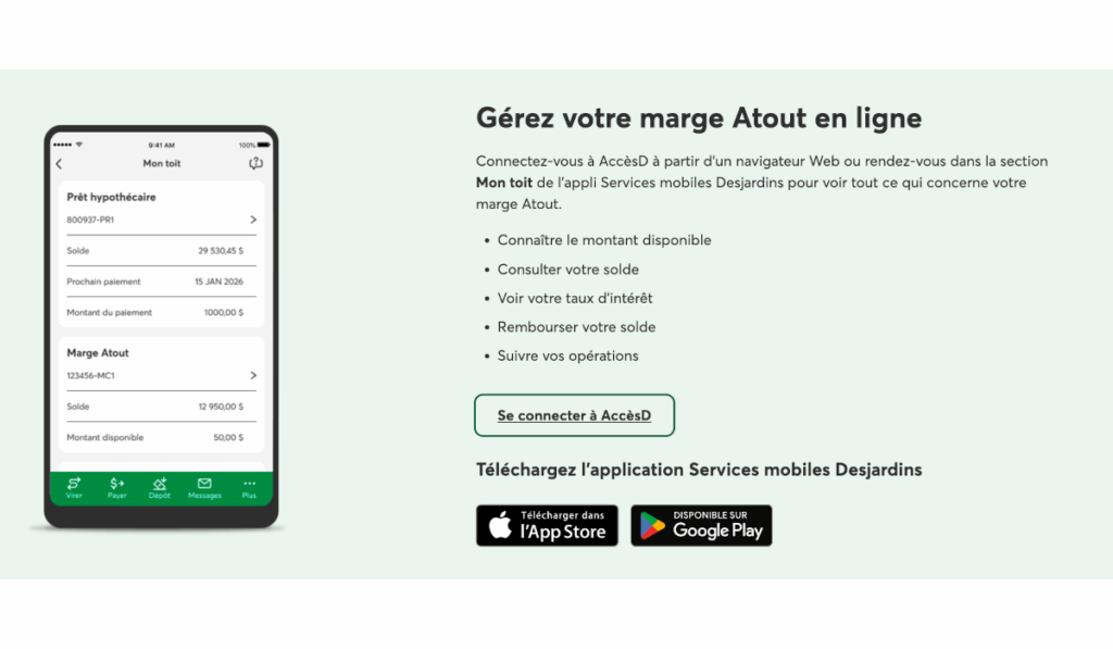 gestion de la marge de crédit Desjardins